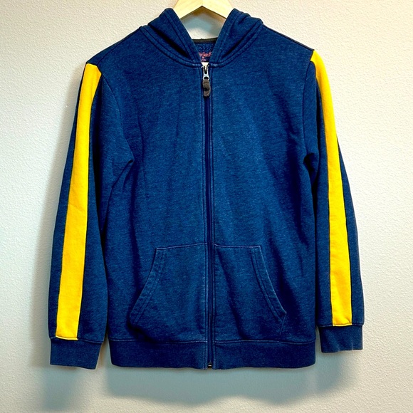 Jacket Zipper Hoodie Boy's L (12-14) Blue and Yellow Striped Cat & Jack Jumper - Picture 1 of 10